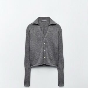 Zara 100% WOOL KNIT POLO SWEATER